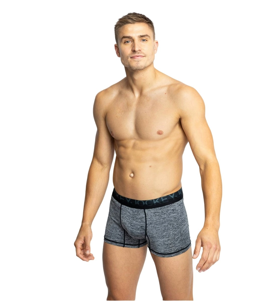 3 x Jockey Mens Microfibre Comfy Trunk Black Marle Underwear