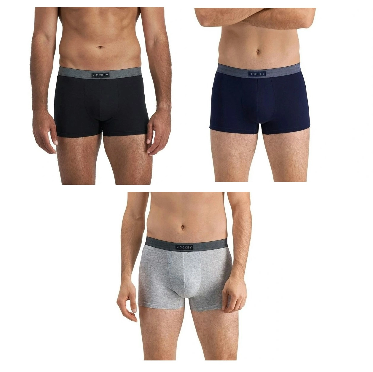 3 x Mens Jockey Comfort Classics Cotton Trunks Underwear Mixed Pack