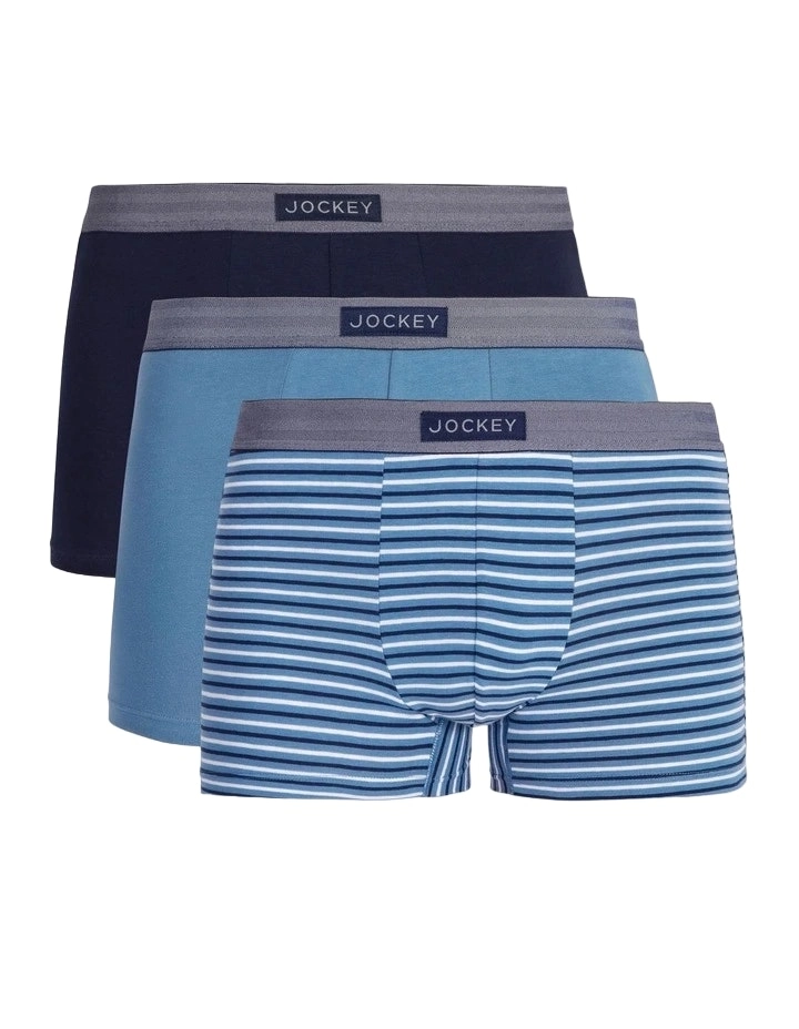 12 X Mens Jockey Comfort Classics Trunks Underwear Blue Pack