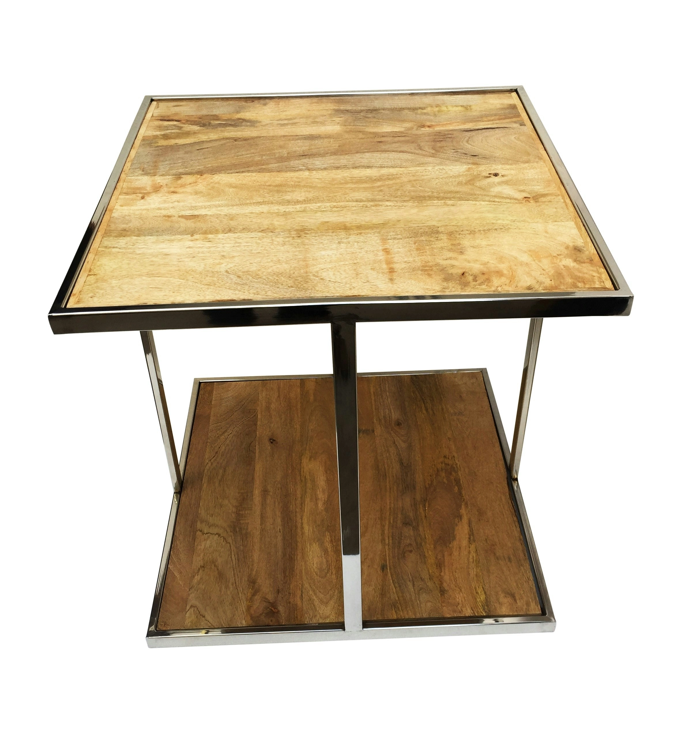 Modern Coffee Table  Stainless Frame And Solid Wooden Top