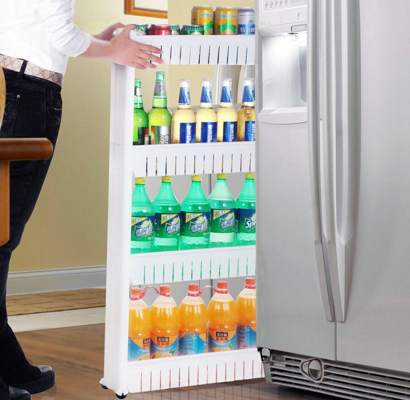 Smart Space 4 Level Side Bottle Storage Shelf with Wheels