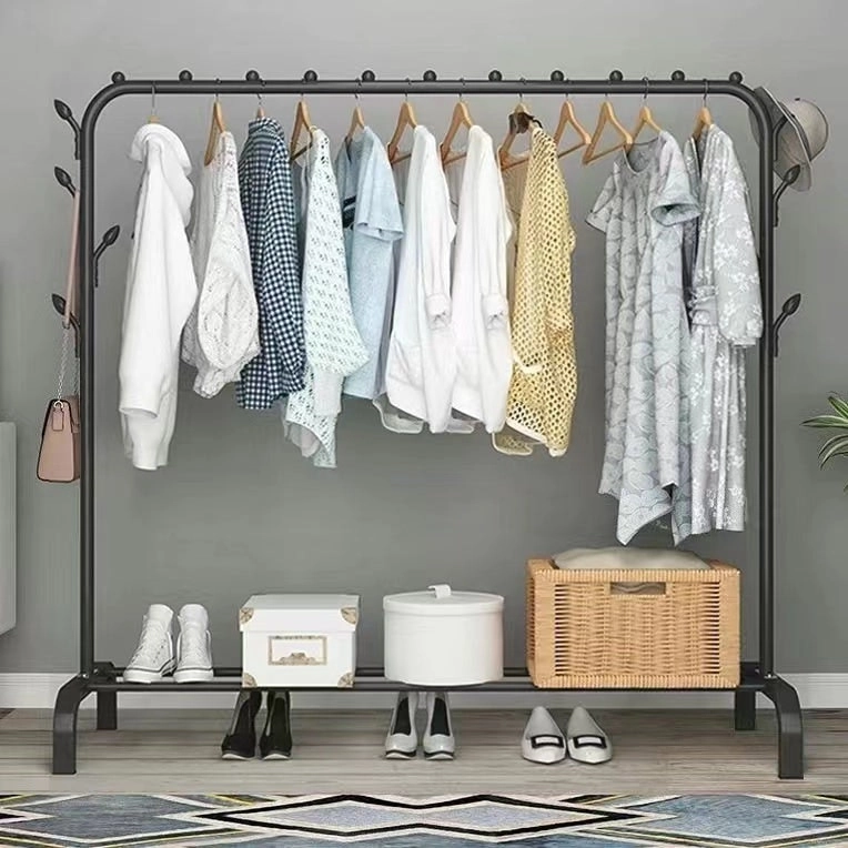 Large 1.5m Wide Coat Hanging Stand Wardrobe Clothes Hanger Rack (White)