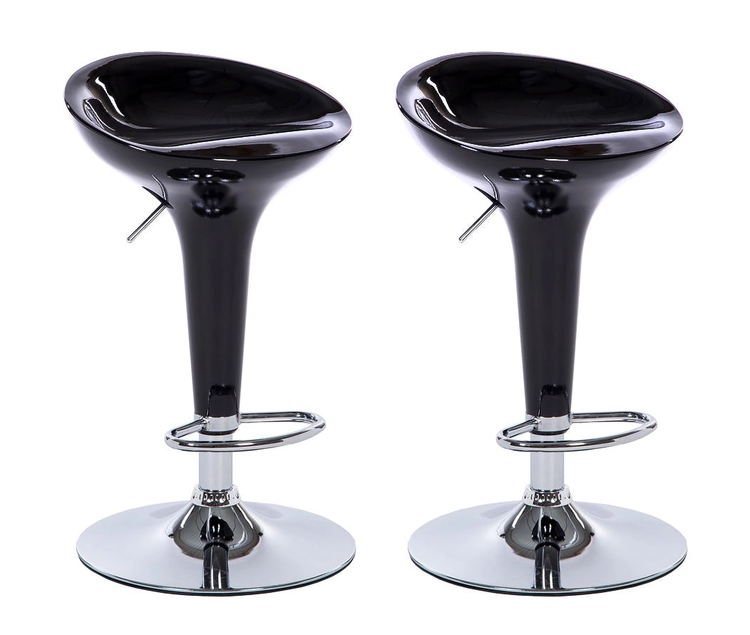 2 x Ace High Gloss Designer Bar Stools (BLACK - Set of 2)