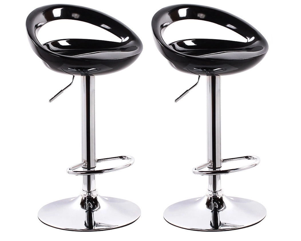 2 x Envy High Gloss Designer Bar Stools (BLACK - Set of 2)