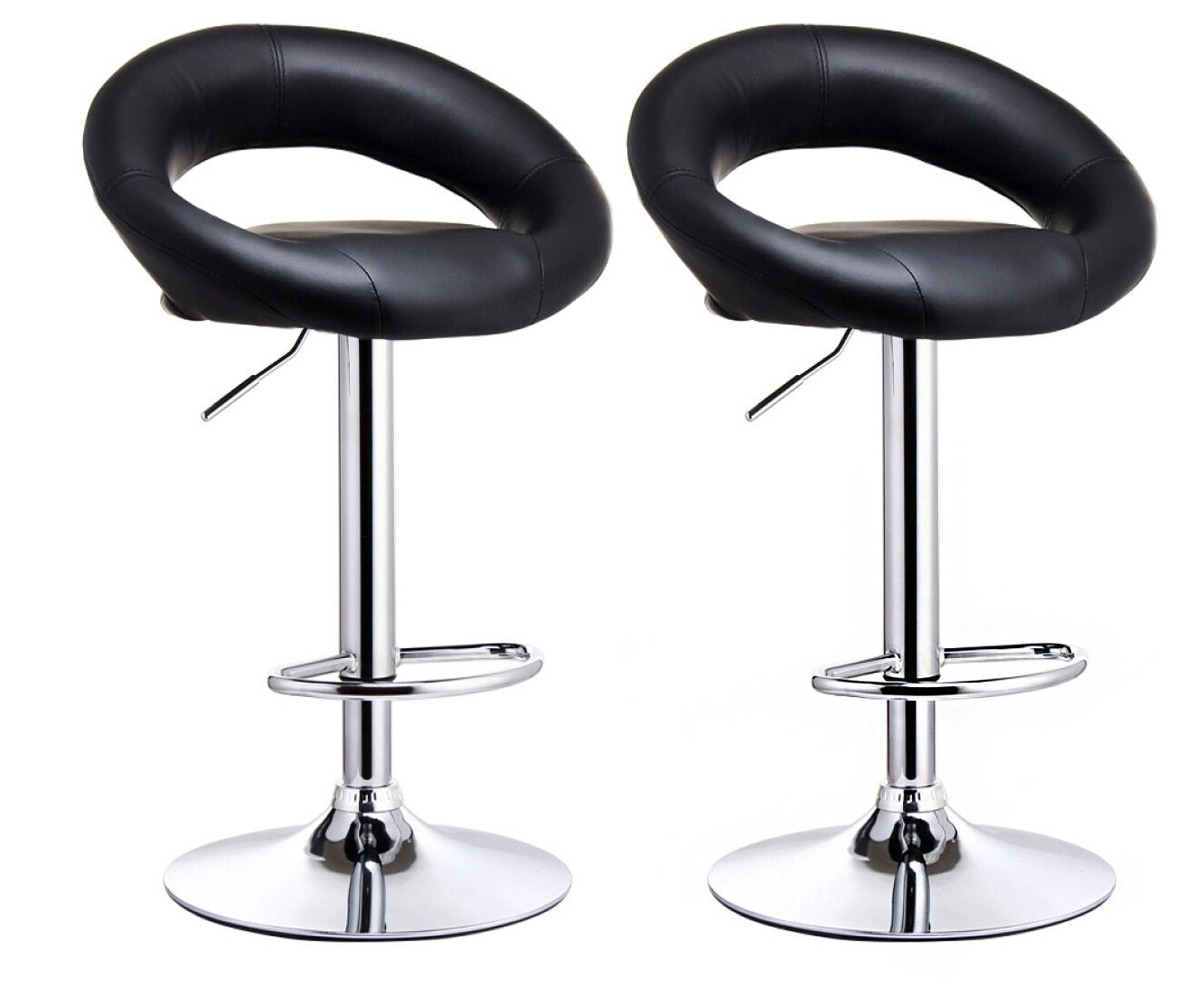 2 x Royal Designer Bar Stools Moon Chairs (BLACK - Set of 2)