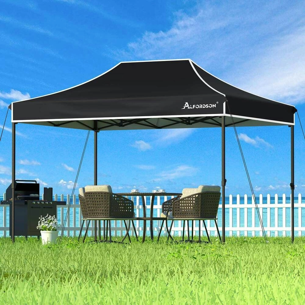 Alfordson Gazebo 3x4.5 Pop Up Tent Wedding Canopy Black