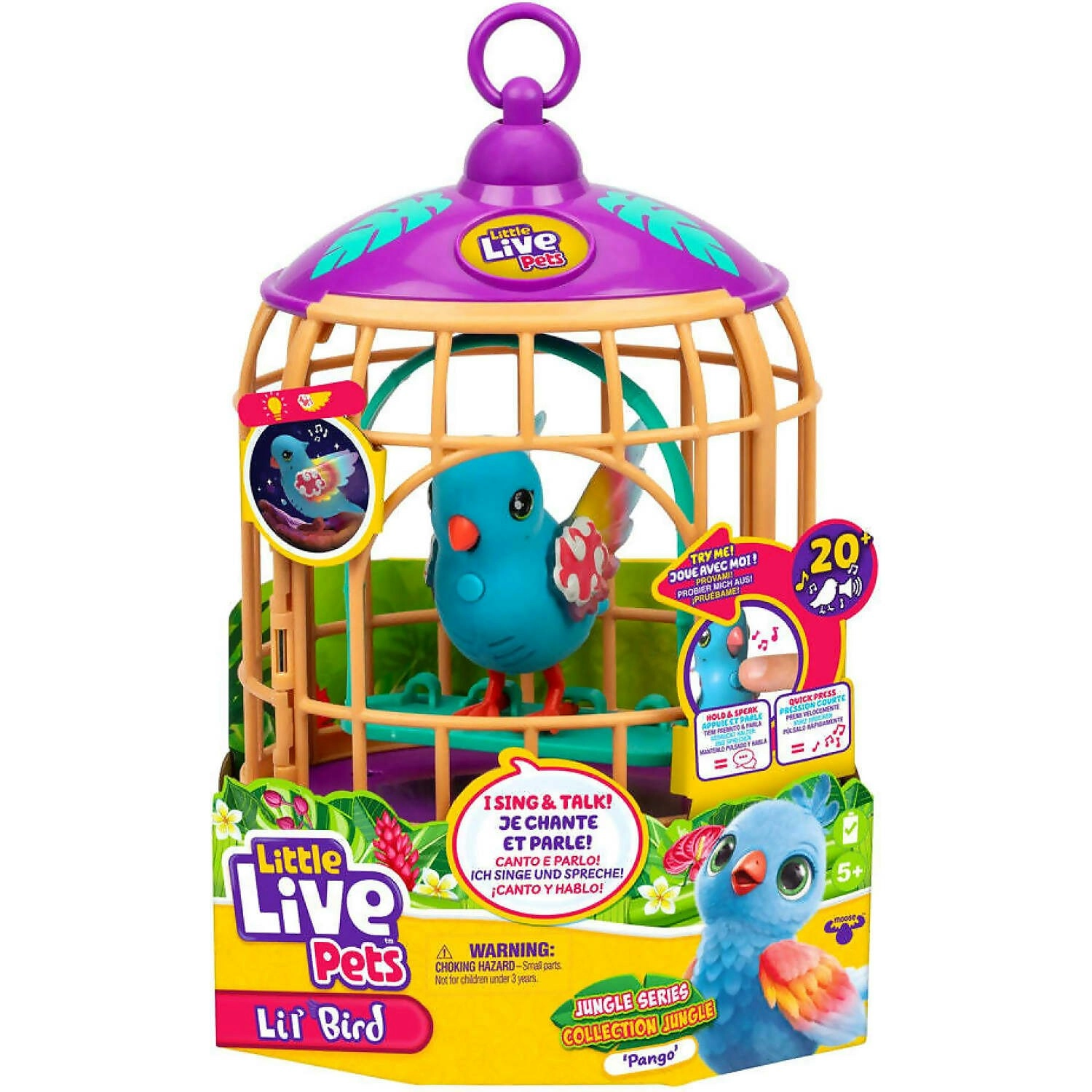 Little Live Pets - Lil' Bird S15 Bird & Cage - Jungle Series Pango