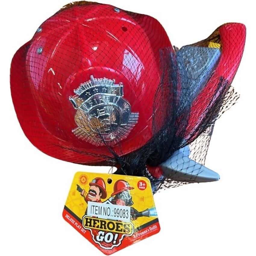 Heroes Go! - Fire Fighter Fireman Hat And Accessories Deluxe Play Set