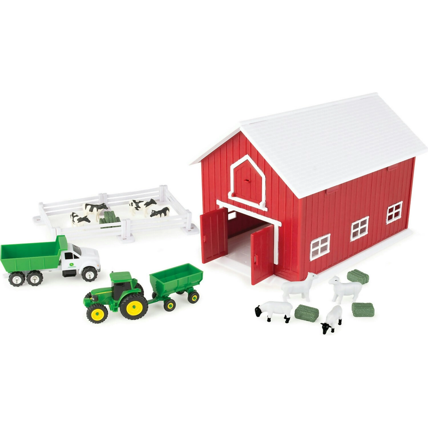 John Deere - 1:64 Scale 24 Piece Farm Playset With On-the-go Barn - Tomy