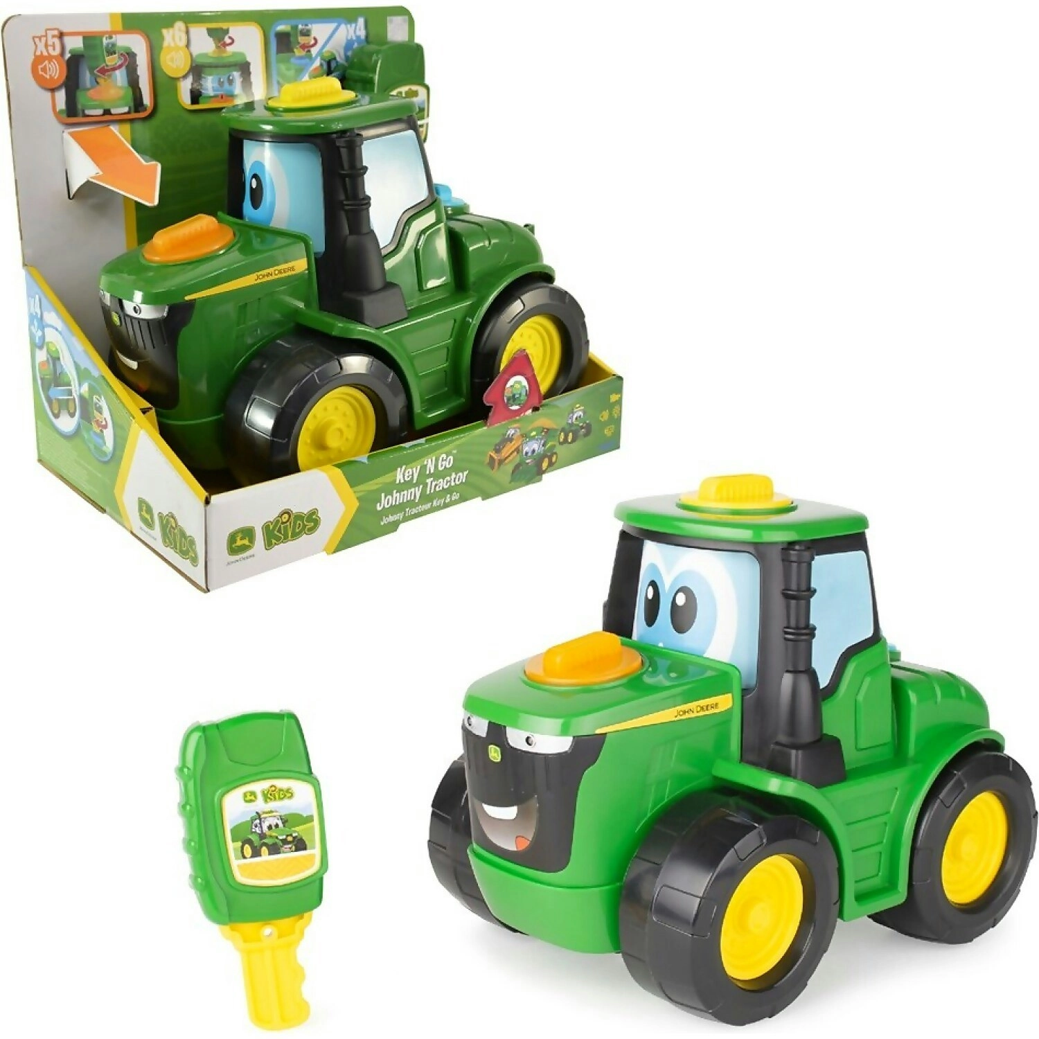 John Deere Kids - Key-n-go Johnny Tractor With 15 Interactive Ways To Play - Tomy