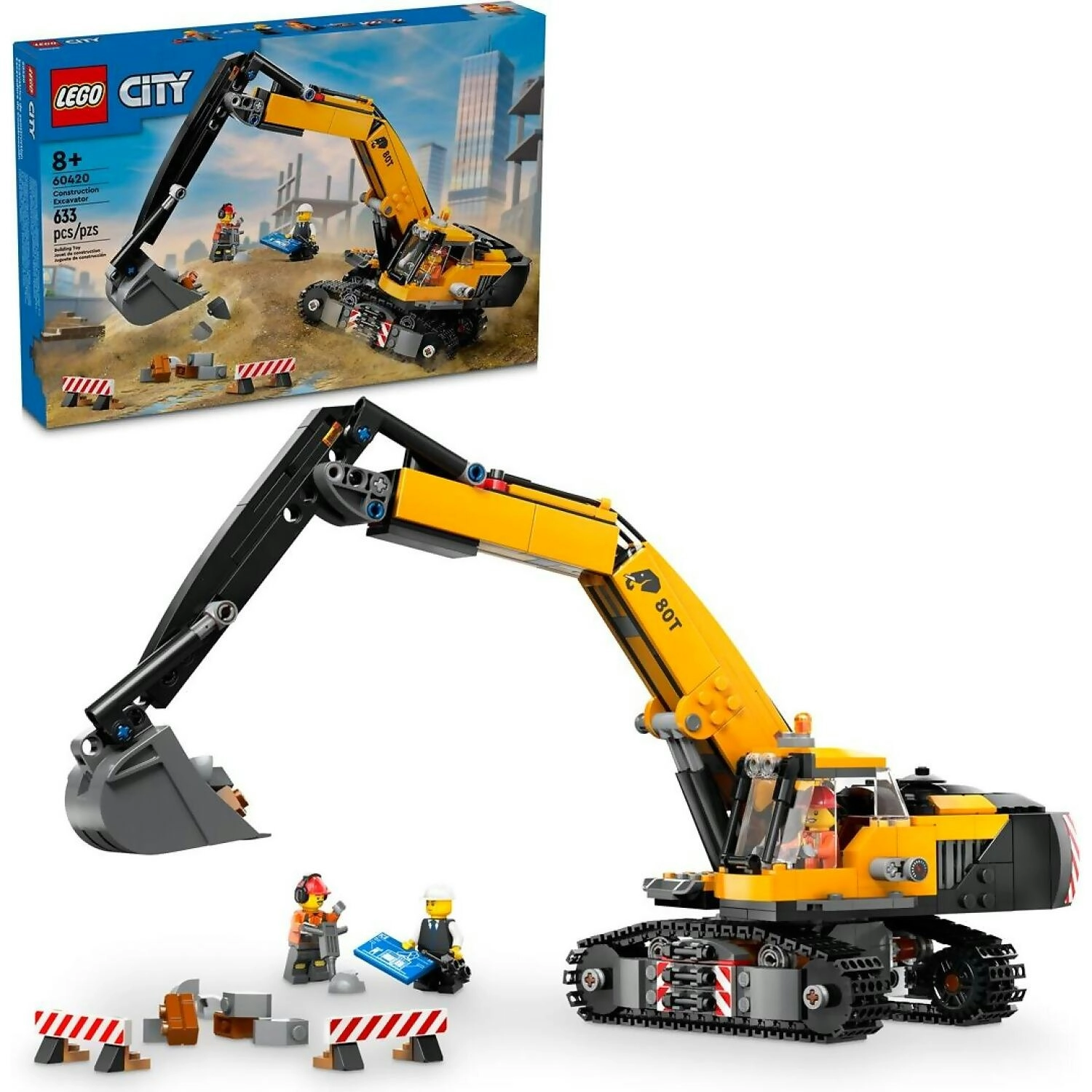 LEGO 60420 Yellow Construction Excavator - City