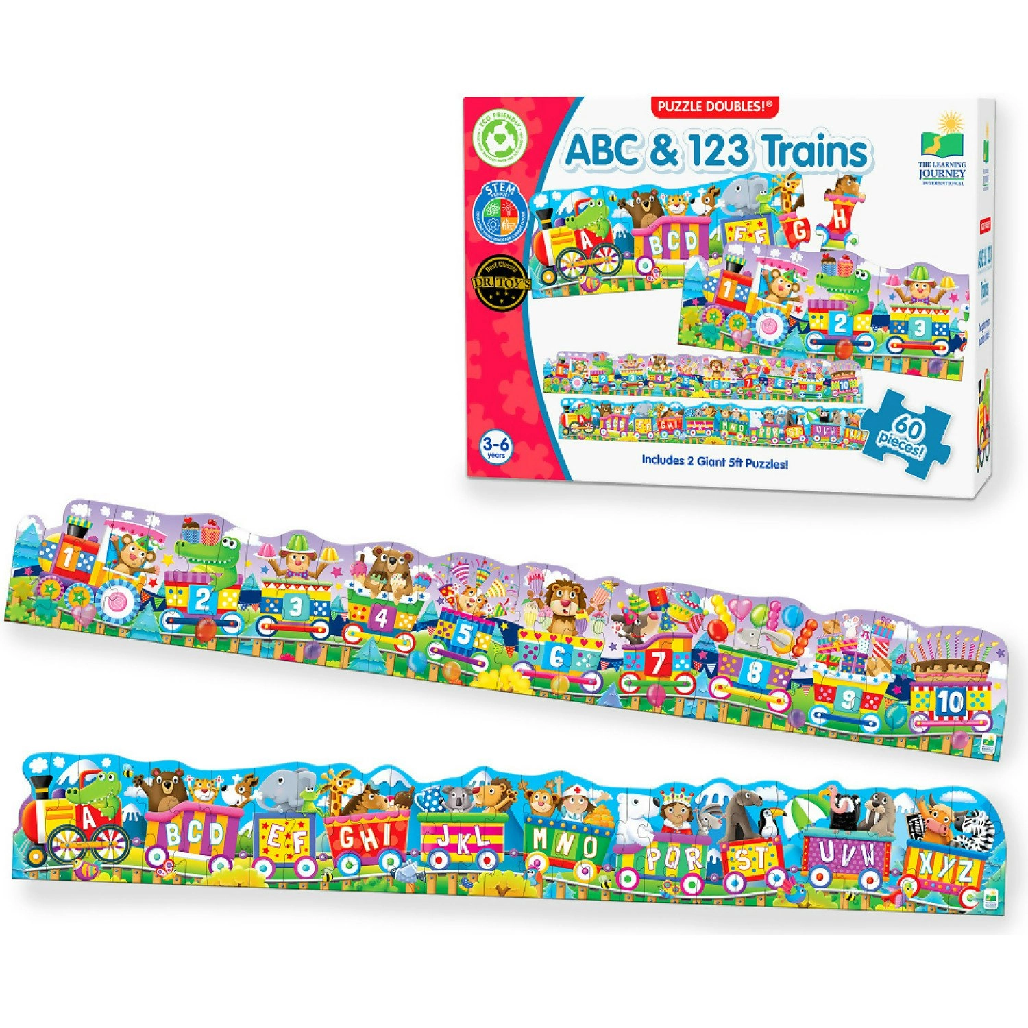 U Games - Puzzle Doubles Giant Abc & 123 Train Floor Puzzles - The Learning Journey