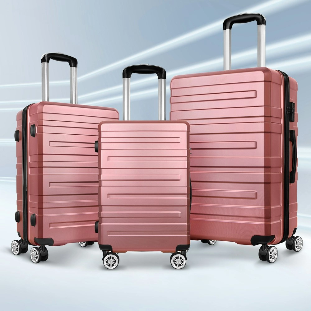 Alfordson 3PCS Luggage Suitcase Trolley Set Hard Case Travel Storage TSA Lock Hero Pink