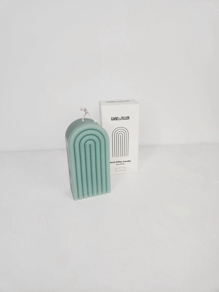 Gabel & Teller Arched Pillar Candle 12x6cm - Sage Green