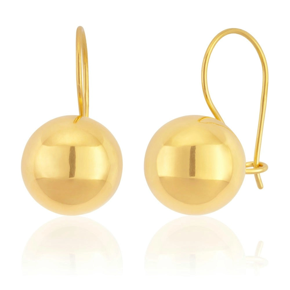 9ct Yellow Gold Plain 10mm Ball Earwire Earrings