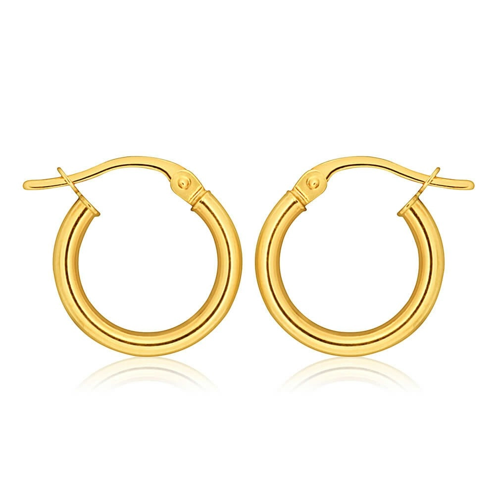 9ct Yellow Gold Plain Hoop 10mm European made