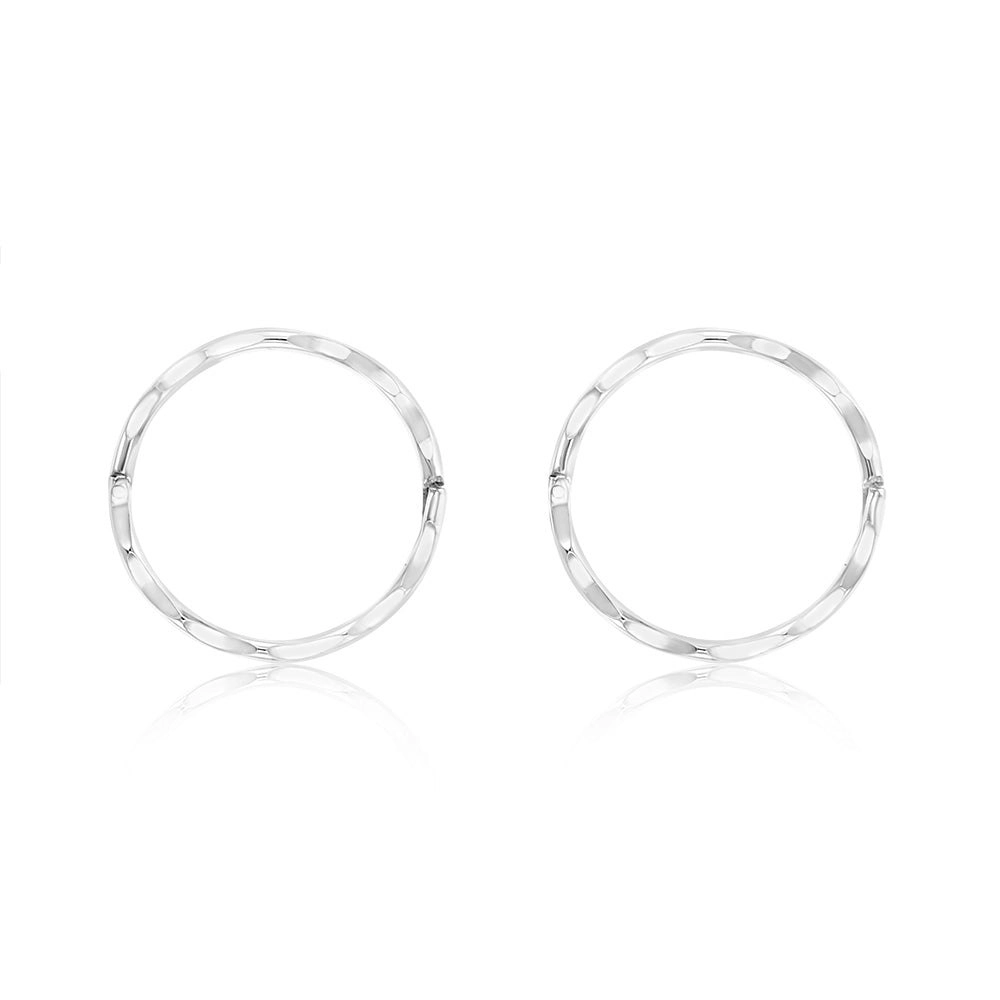 Sterling Silver Diamond Cut 12mm Sleeper Earring