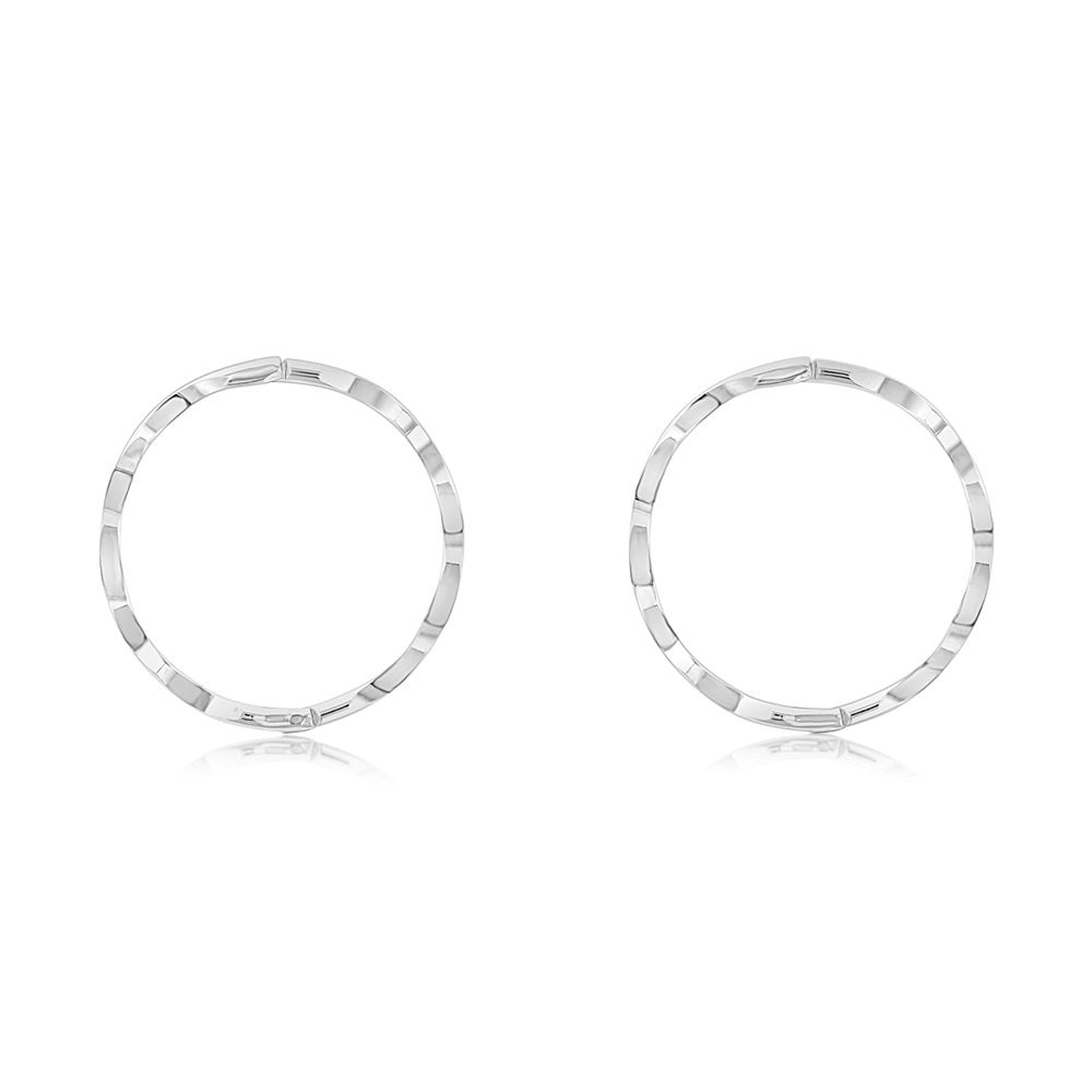 Sterling Silver Diamond Cut 15mm Sleeper Earrings