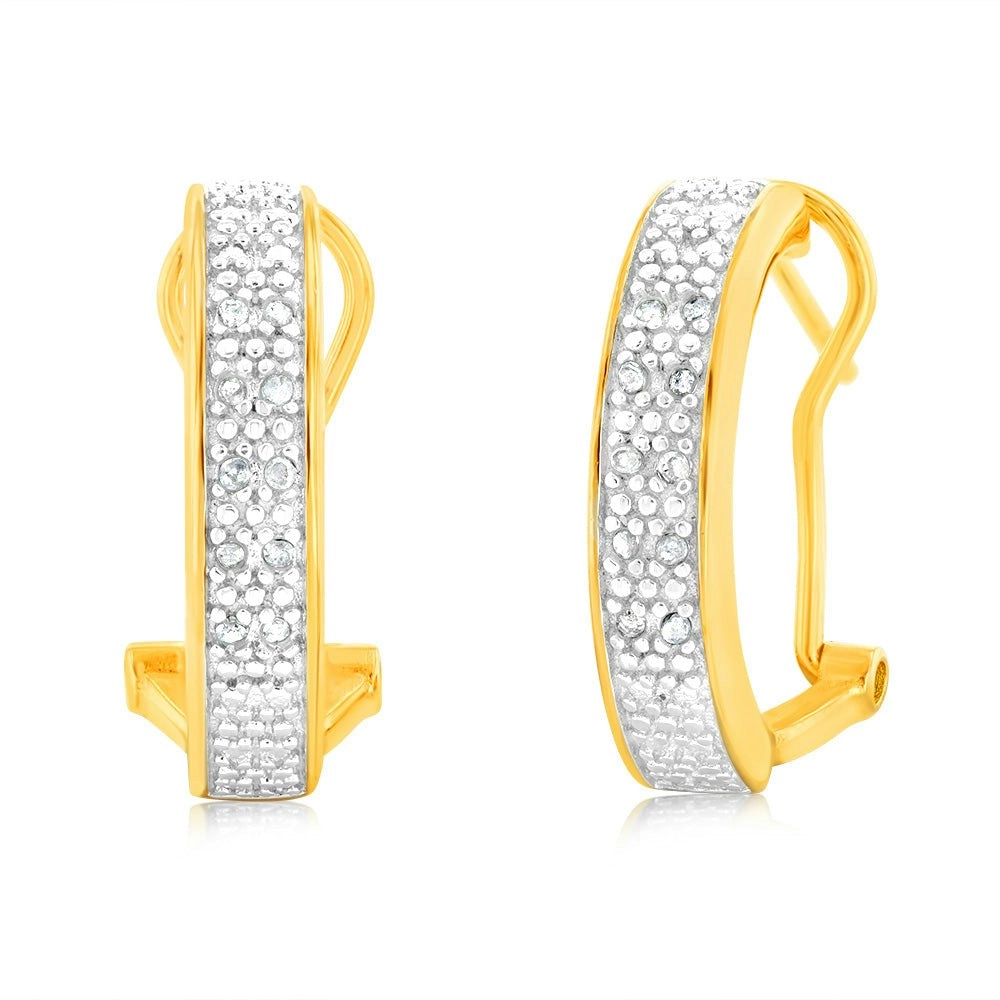 1/10 Carat Diamond Hoop Earrings in Gold Plated Silver