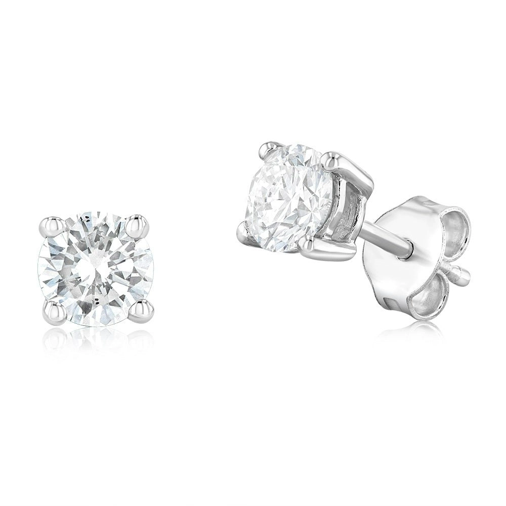 Luminesce Lab Grown 1 Carat Solitaire Diamond Stud Earings in ct Sterling Silver