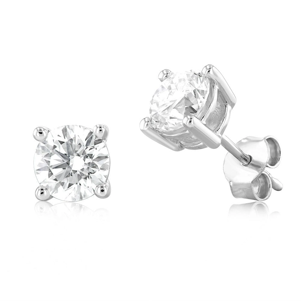 Luminesce Lab Grown 2 Carat Solitaire Diamond Stud Earrings in Sterling Silver