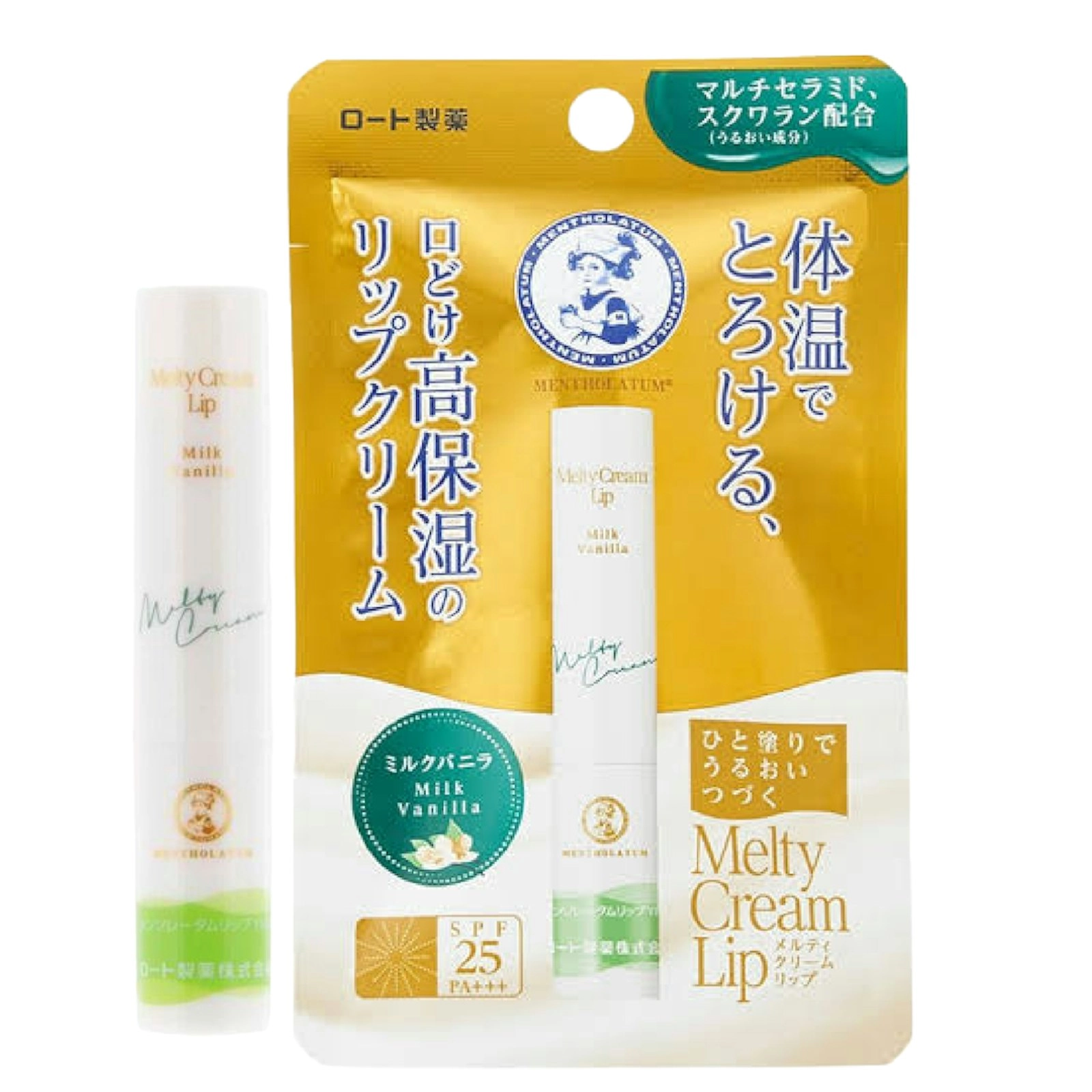 Rohto Mentholatum Melty Cream Lip Balm SPF 25 PA+++ Milk Vanilla 2.4g