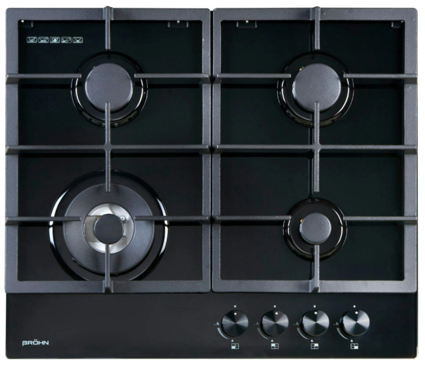 Brohn 60cm 4 Burner Gas Glass Cooktop