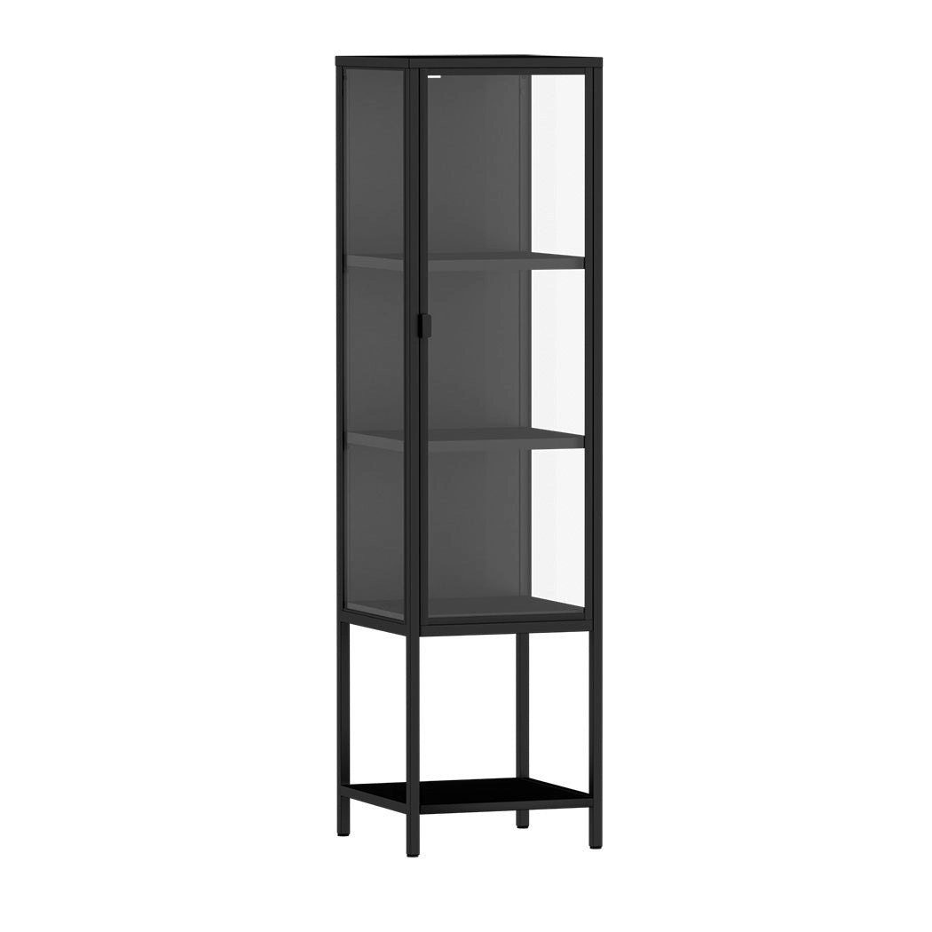 Stacked Tempered Glass Display Cabinet Door Clear Showcase Bookcase Steel Frame