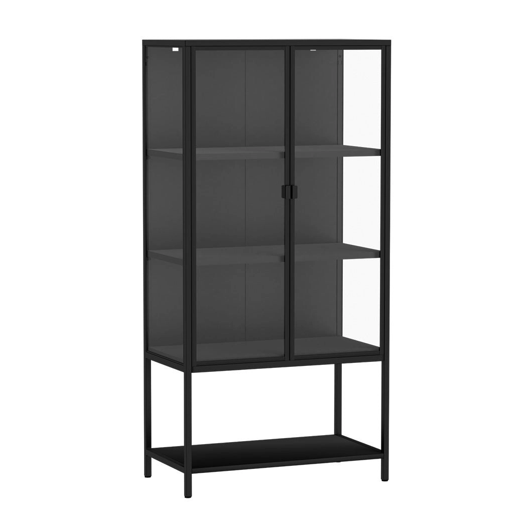 Stacked Tempered Glass Display Cabinet 4Tier Clear Showcase Bookcase Steel Frame