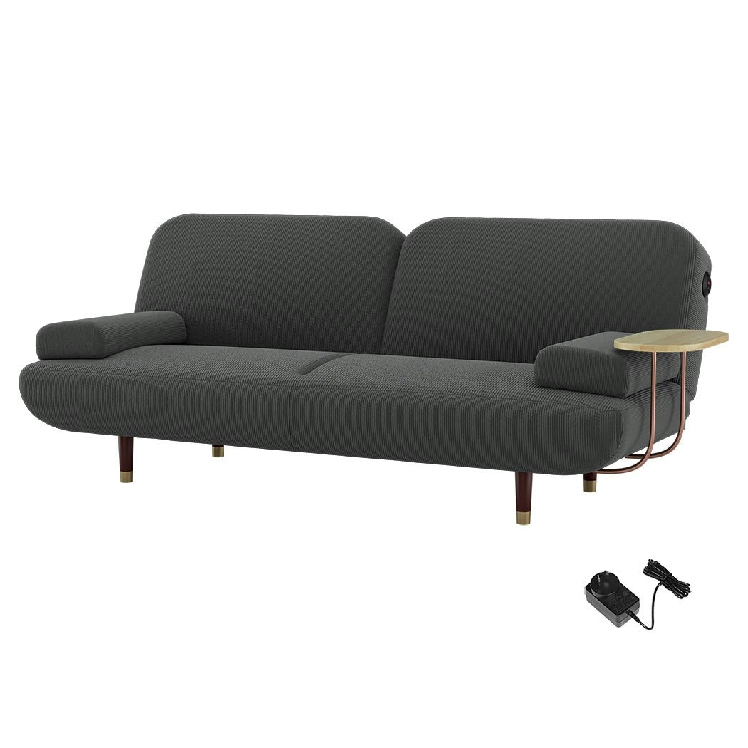 Levede Convertible Sofa Bed Lounge Couch Charging Station 3-Seater Side Table