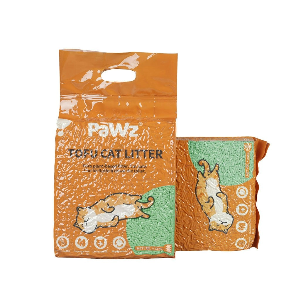 Pawz 2.5kg Tofu Cat Litter Clumping Flushable Fast Super Absorben Green Tea x12