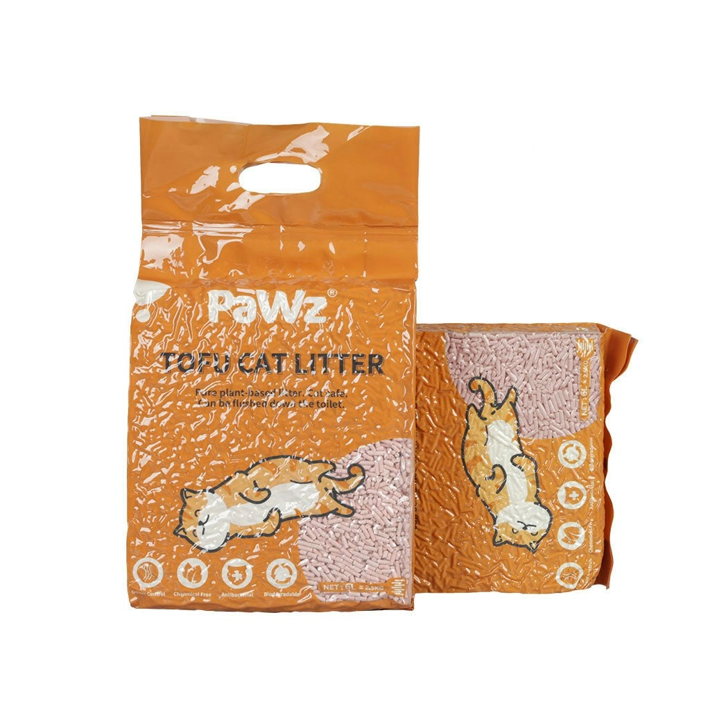 Pawz 2.5kg Tofu Cat Litter Clumping Flushable Fast Super Absorben Peach x12