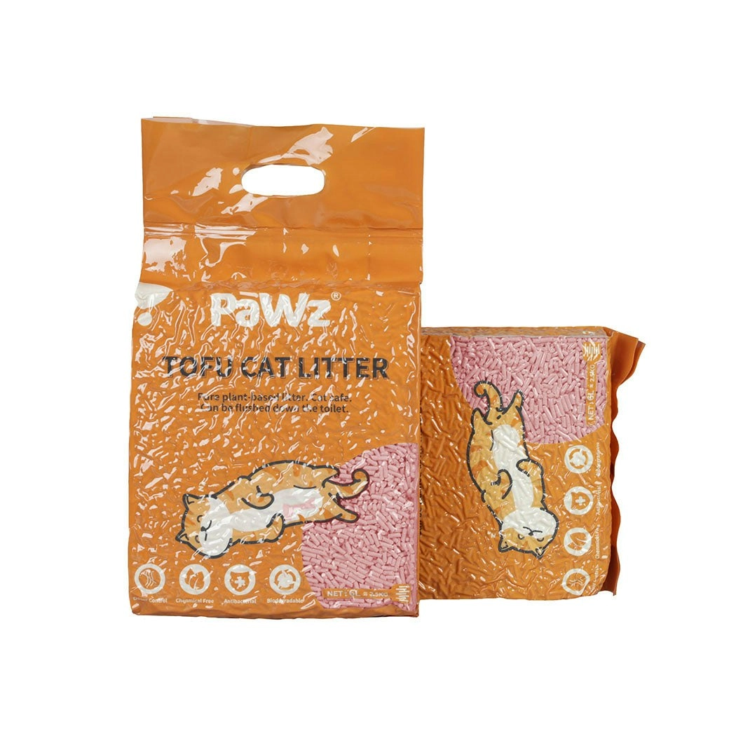 Pawz 2.5kg Tofu Cat Litter Clumping Flushable Super Absorben Watermelon x12