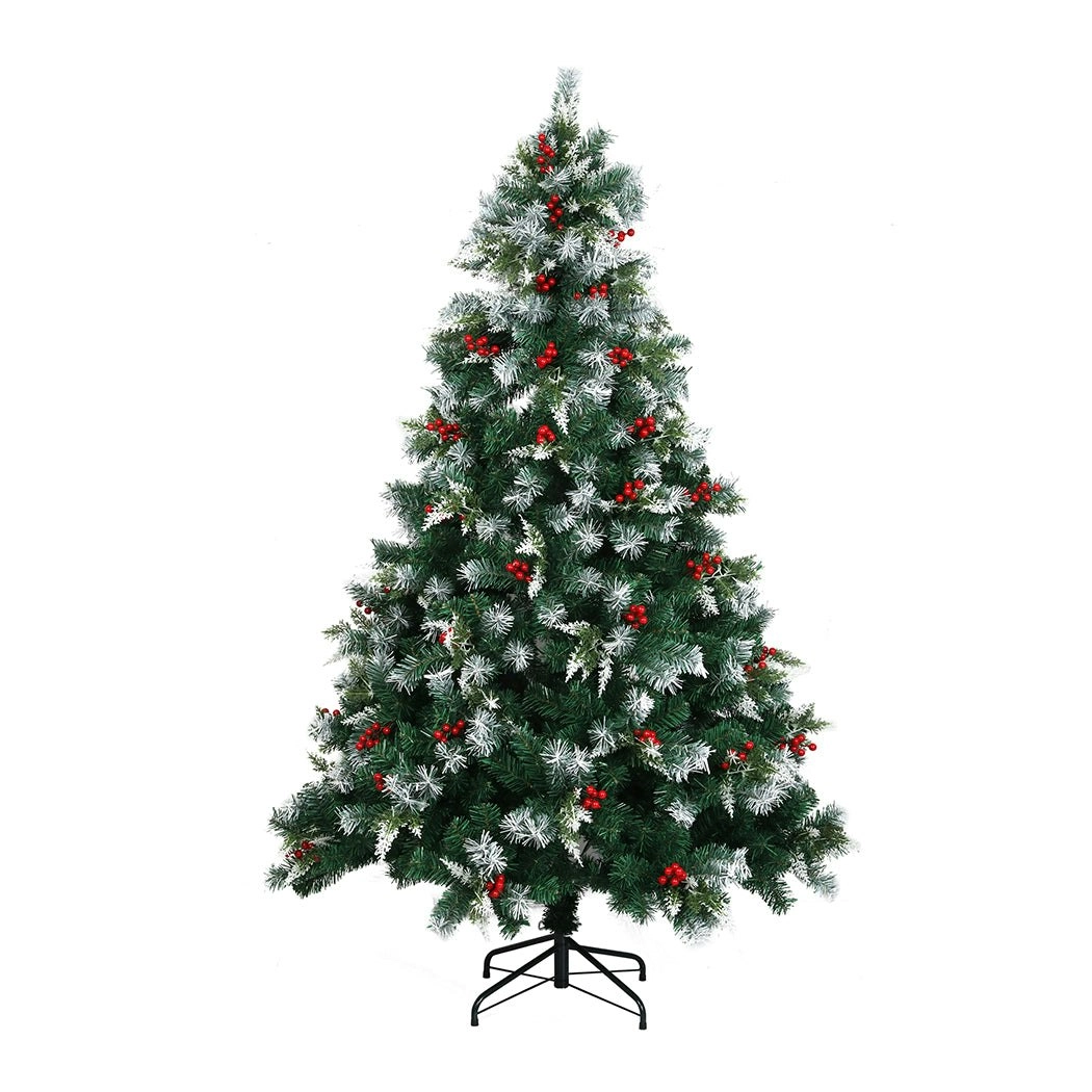 Santaco 1.8M Christmas Tree Snow Flocked Xmas Artificial Green Home Decoration