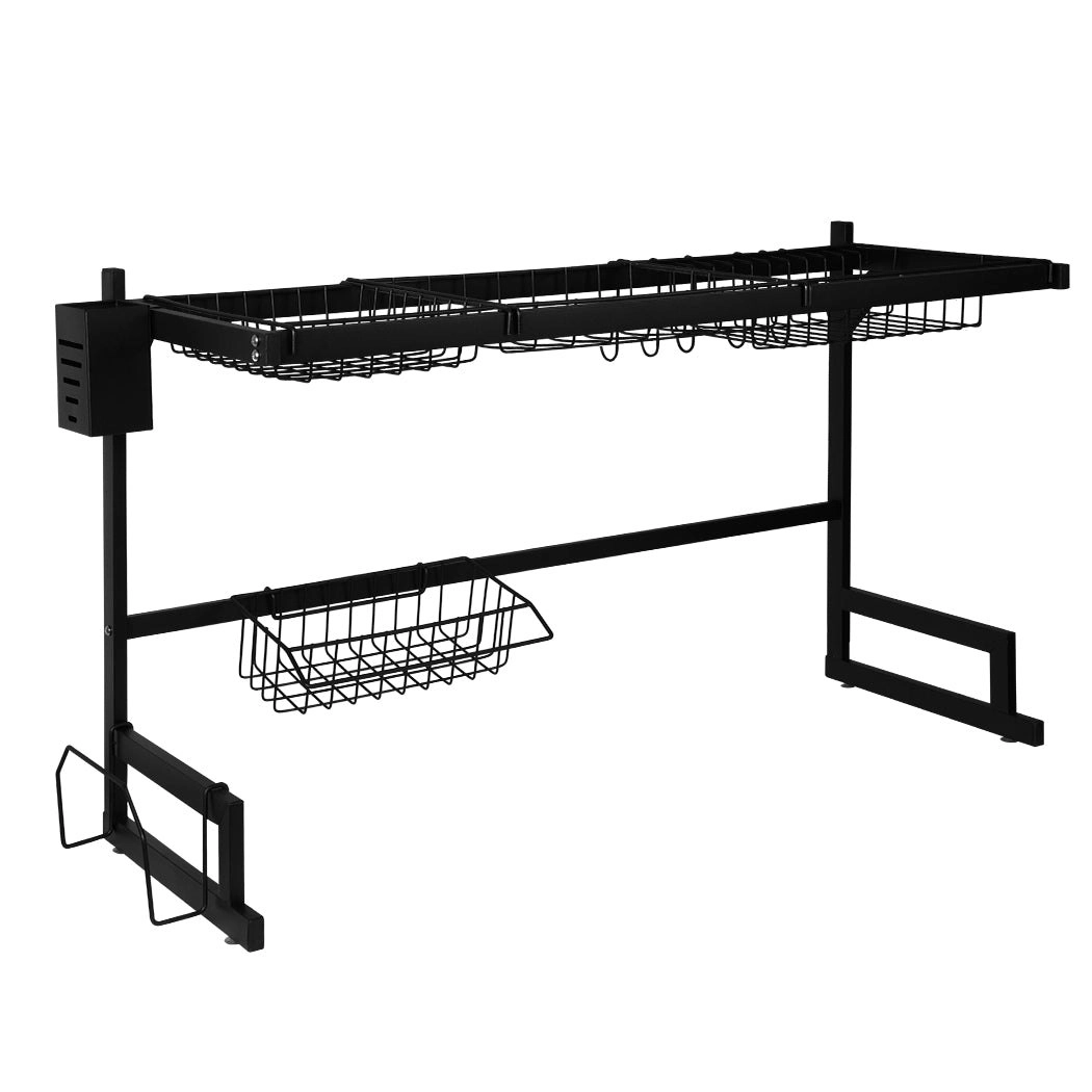 Toque Dish Drying Rack Over Sink Steel Black Plate Dish Drainer Organizer 2 Tier