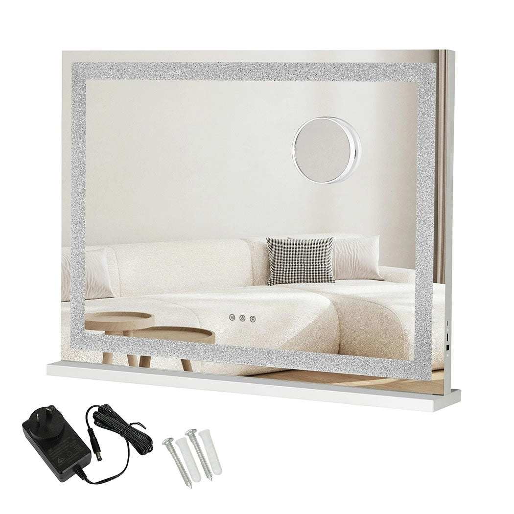 Yezi Touch Crystal Vanity LED Mirror Makeup USB Tabletop Middle