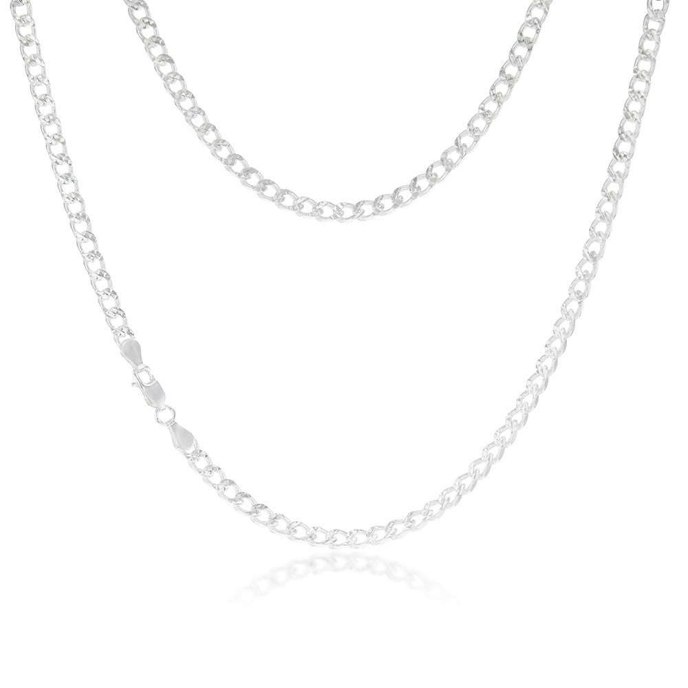 Sterling Silver Fancy Diamond Cut Curb 120 Gauge 45cm Chain