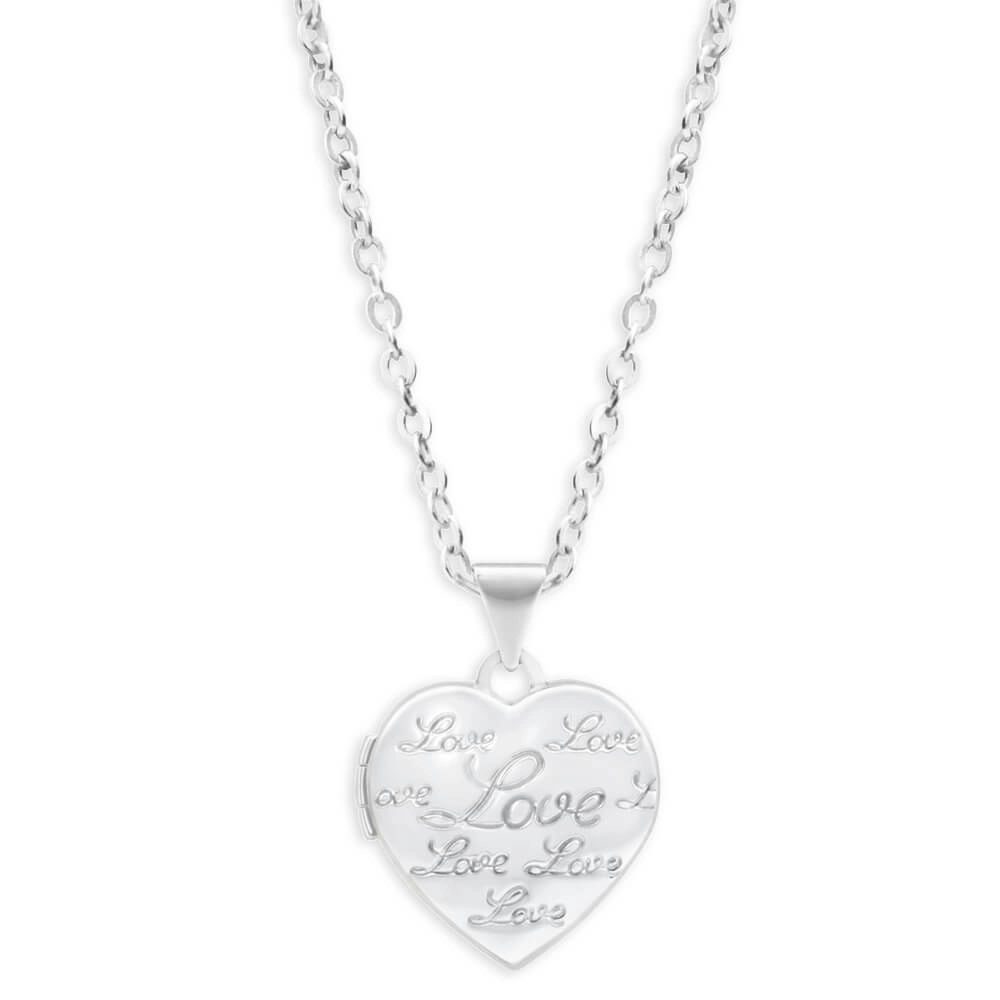 Sterling Silver Love Engraved Heart Locket