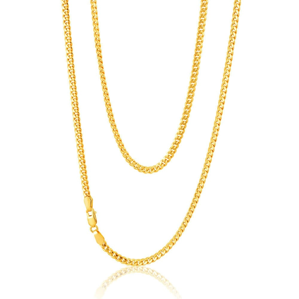 9ct Yellow Gold Curb Hollow 45cm Chain in 80 gauge