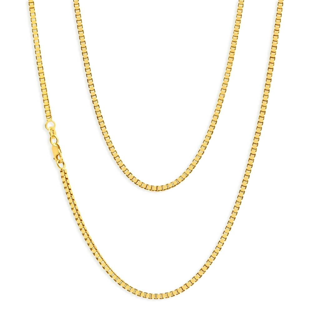 9ct Yellow Gold Silver Filled 55cm Box Chain