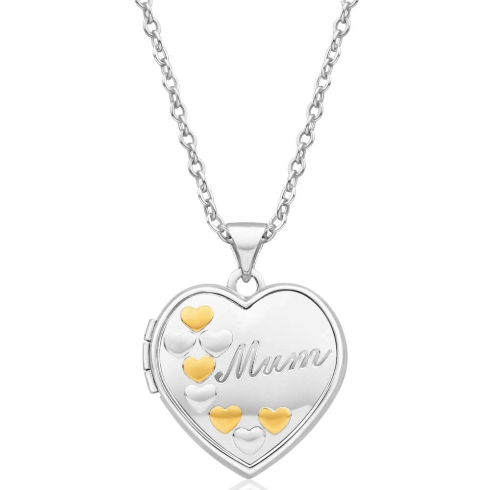 Sterling Silver Gold Plated Hearts Mum Locket