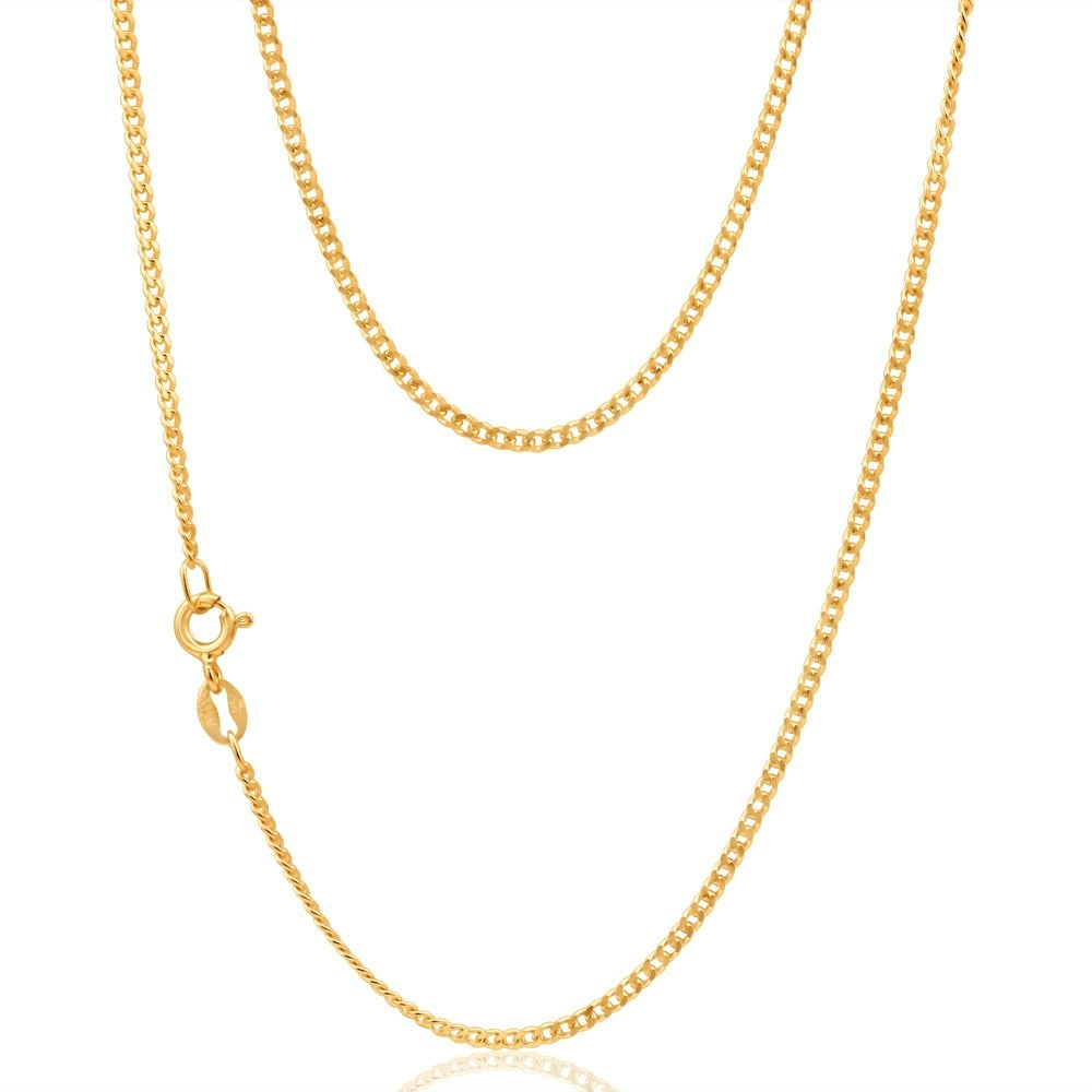 9ct Yellow Gold Curb Dicut 50cm Chain 50Gauge