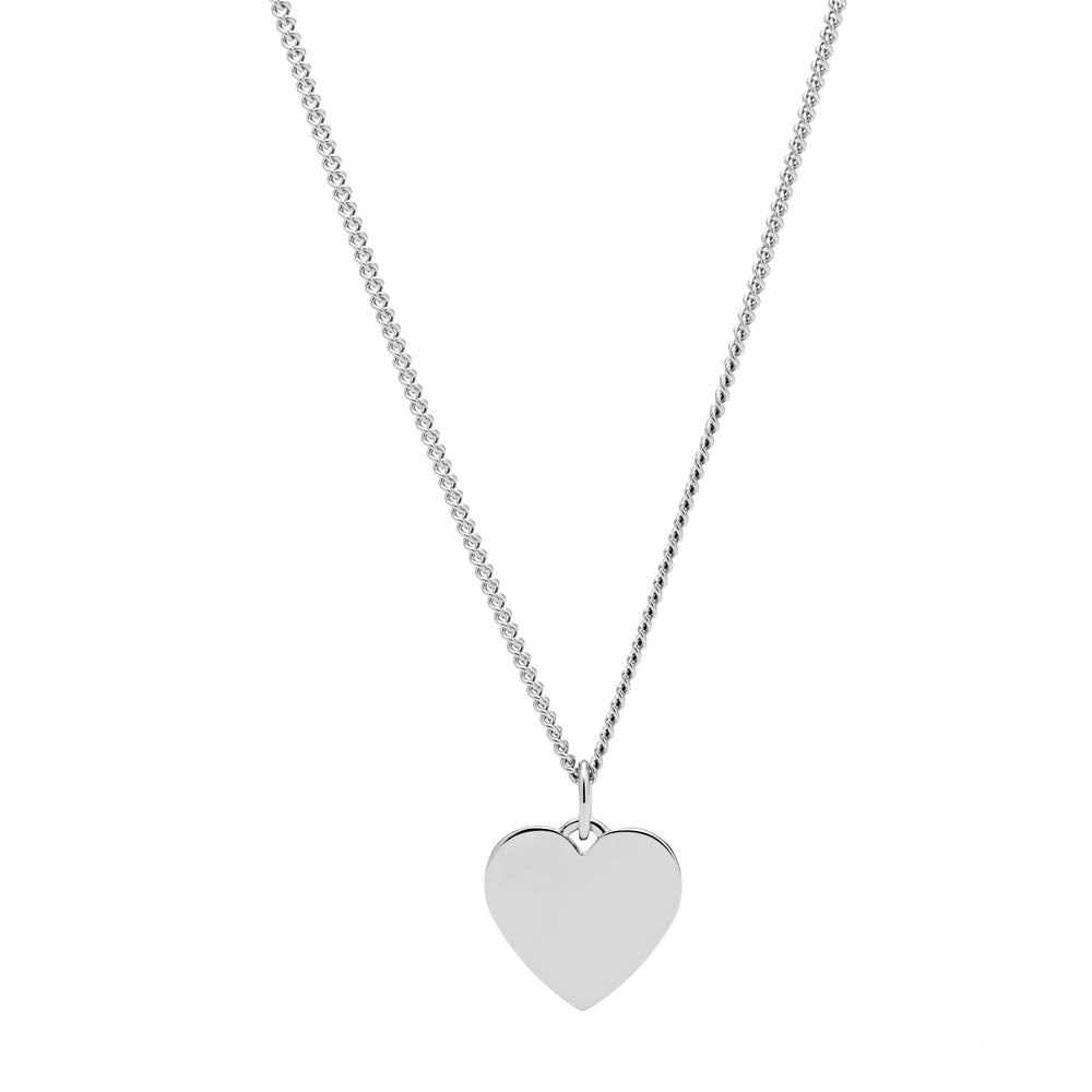 Fossil Silver Plated Stainless Steel Drew Heart Pendant with Chain