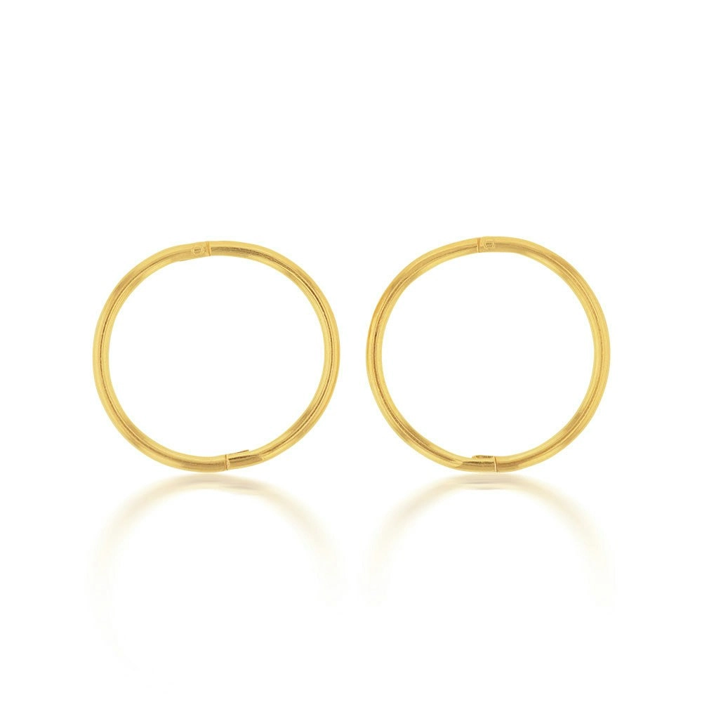 Gold Plated Sterling Silver 13mm Plain Sleeper Earrings