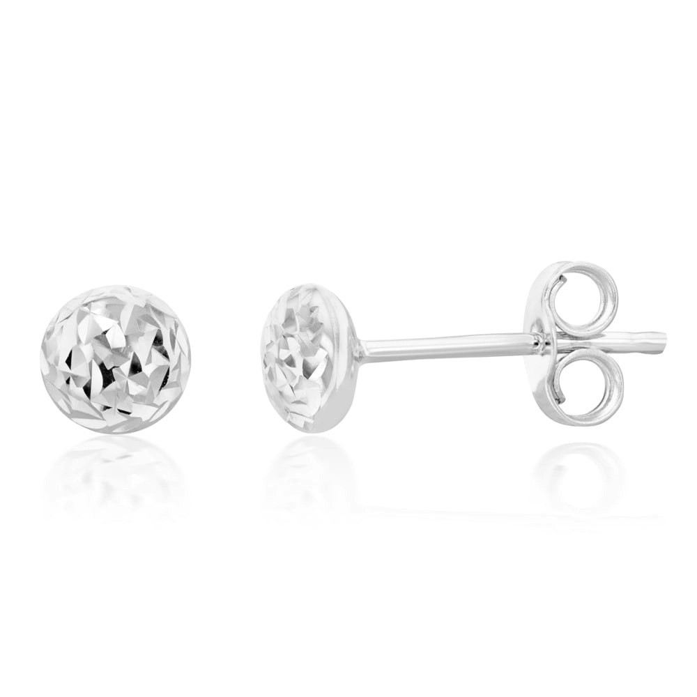 9ct White Gold Diamond Cut 4.5mm Stud Earrings