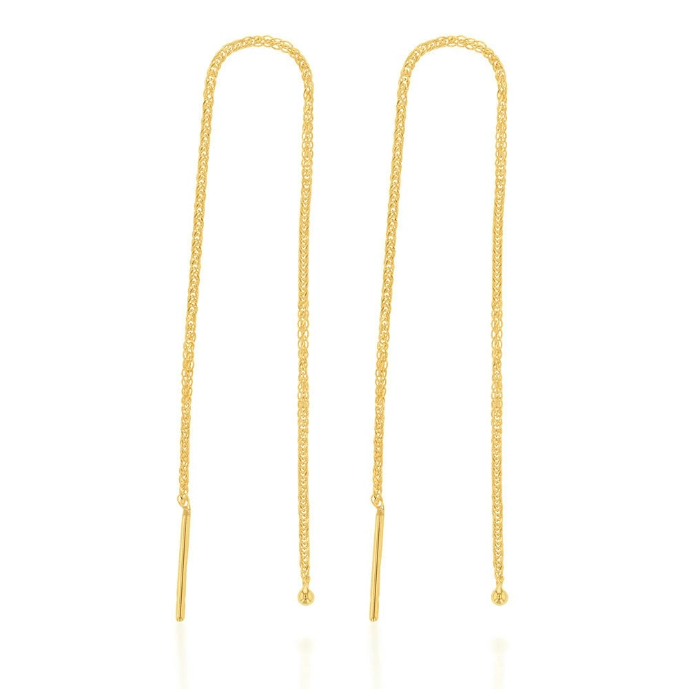 9ct Yellow Gold Chain Threader Drop Earrings