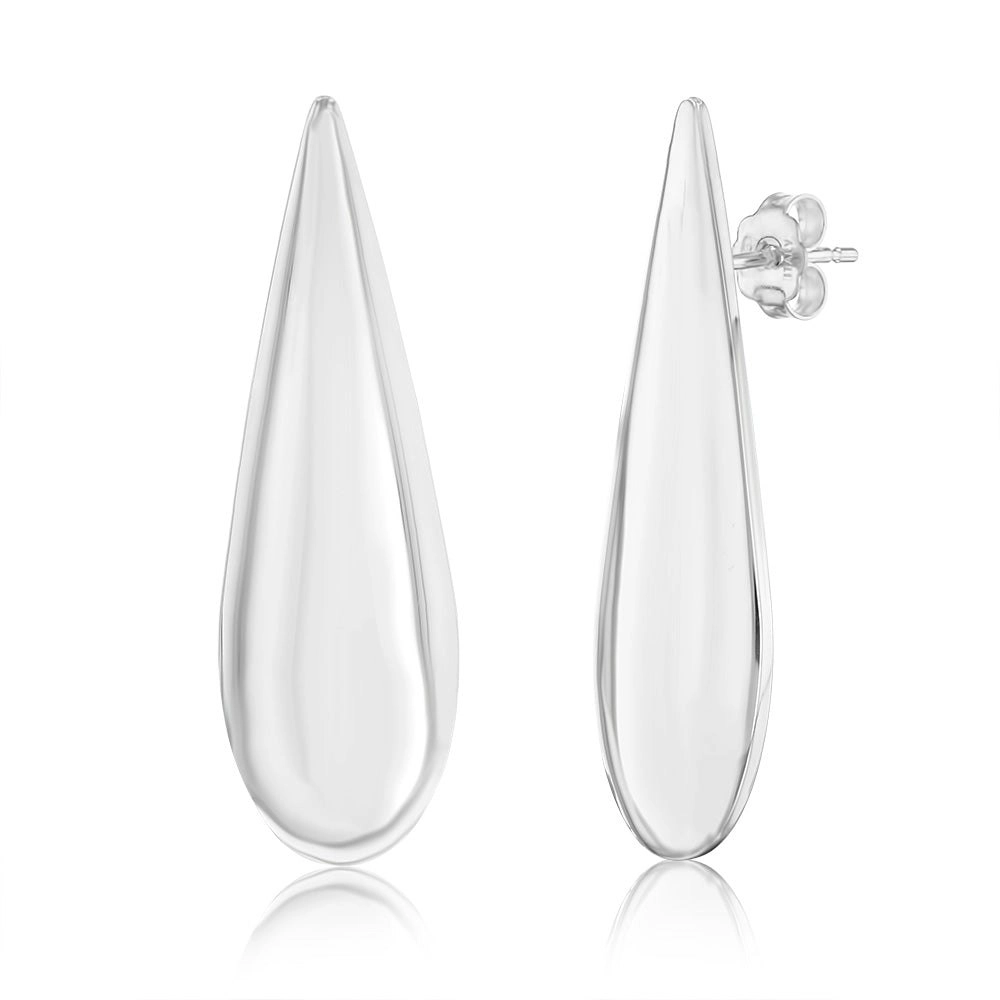 Sterling Silver Polished Large Tear Drop Stud Earrings