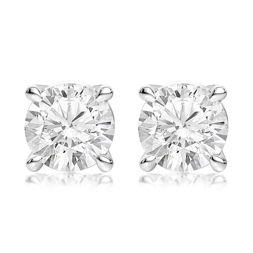 Luminesce Lab Grown Diamond 2 Carat Solitaire Stud Earrings in 14ct White Gold