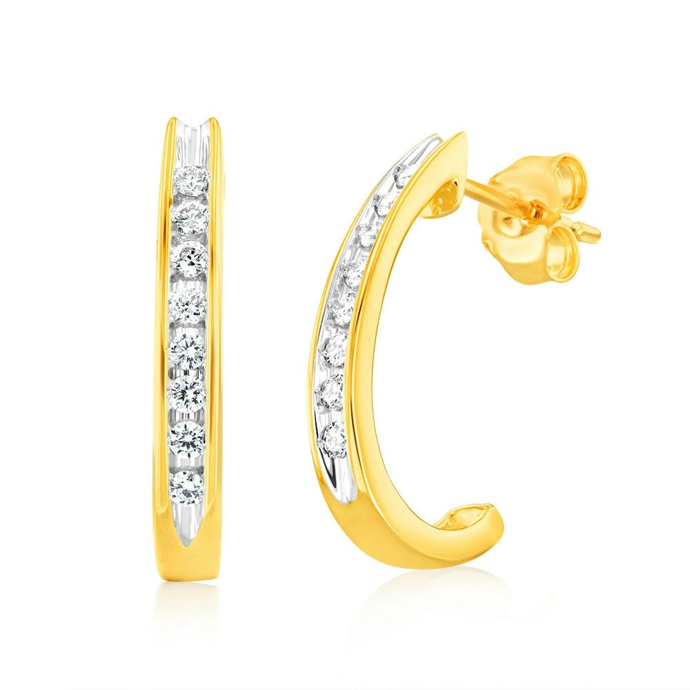 1/4 Carat Luminesce Lab Grown Half Hoop Diamond Earring in 9ct Yellow Gold