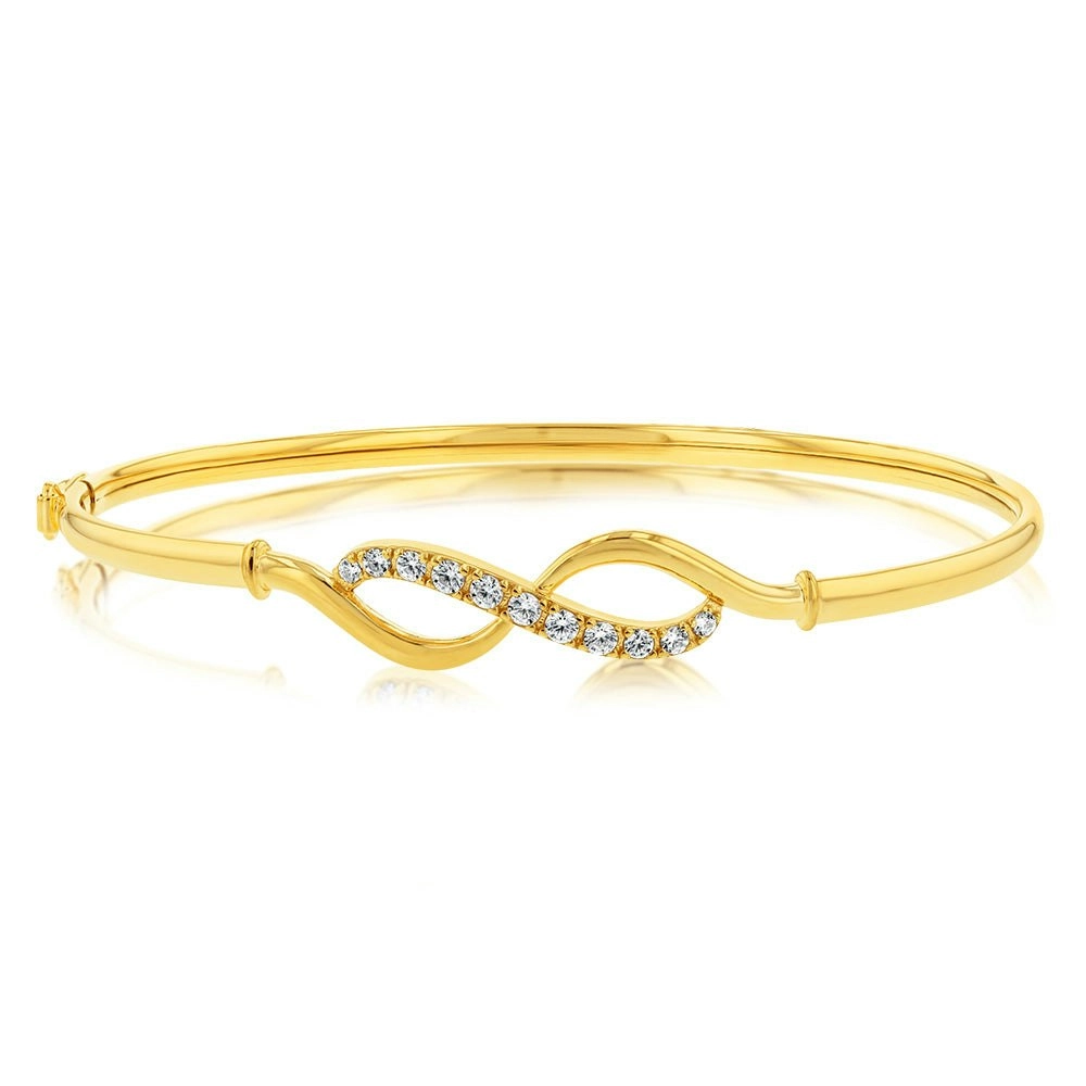 9ct Yellow Gold Silverfilled Cubic Zirconia Infinity Bangle